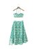 floral hanging neck backless wrap chest vest and pleated high waist skirt set NSAM126112