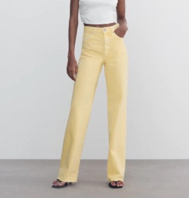 High Waist Straight Slim Pockest Solid Color Jeans NSAM126111