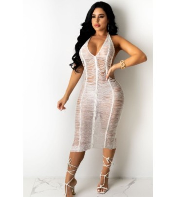 See-through Hollow Outfit Backless Beach Dress NSTRS125850