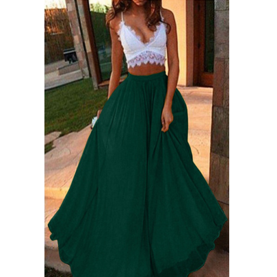 Chiffon Solid Color Holiday Long Skirt NSFH125742