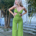 solid color sling wrapped chest fungus high waist jumpsuit NSGBH126157