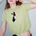 Rabbit Embroidery Round Neck Short Sleeve crop Sweater NSSX126238
