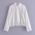 crochet stitching long sleeve loose solid color shirt NSAM126257