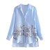 silk texture printing lapel long-sleeved loose shirt NSAM126263
