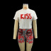 slim printing short sleeve T-shirt shorts two-piece set NSSD126274