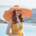 solid color oversized big brim beach straw hat NSKJM126281