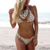 hand crocheted hanging neck backless solid color bikini suit NSYZT126307