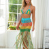 Handwoven Colorful Tassel hanging neck lace-up high waist beach cover-up set NSYZT126312