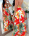 floral printing V-neck backless swing dress NSYHC126343