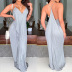 solid color V-neck loose stitching slip dress NSYHC126345