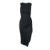sleeveless round neck slit hollow slim solid color dress NSJYF126365