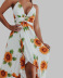 Halter Neck floral Print Irregular Swing Dress NSYHC126400