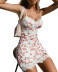 vestido lencero ajustado con costuras de encaje y estampado floral NSYHC126401