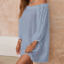 one word collar loose long sleeve solid color beach cover-up dress NSBJL126404