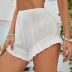ruffle stitching high waist solid color beach shorts NSBJL126409