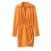 buttons solid color slim long-sleeved lapel shirt dress NSAM126423