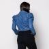 beaded blue washed crop denim jacket NSARY126425