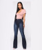 high waist slim fit solid color bootcut jeans NSARY126431