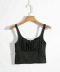 solid color square collar pleated crop camisole NSZQW126455