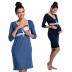 solid color lace stitching breastfeeding dress maternity clothes NSHYF126496