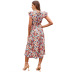 short sleeve high waist floral dress NSJM126525