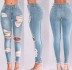 high waist elastic hole slim-fit jeans NSGJW126545