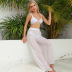 pantalones de playa transparentes de color sólido hueco de cintura alta de pierna ancha NSBJL126560