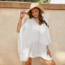 loose v neck stitching solid color lace beach outdoor cover-up NSBJL126565