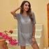 short-sleeved round neck loose solid color perspective beach outdoor cover-up NSBJL126570