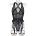 stitching cross sling backless v neck striped see-through one-piece underwear NSMXF126603