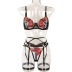 embroidery sling wrap chest high waist see-through underwear three-piece set NSMXF126607