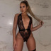 hanging neck backless solid color lace one-piece underwear with foot ring NSMXF126610