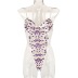 embroidery stitching sling backless lace-up see-through one-piece underwear (multicolor) NSMXF126612