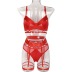 stitching sling high waist solid color mesh underwear set with leg loop NSMXF126617