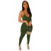 cross sling backless v neck tight solid color ribbed jumpsuit (multicolor) NSFH126671