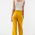high waist straight slim solid color Linen Pants NSLAY126860