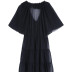 v neck short sleeve loose fungus edge solid color Dress NSLAY126992