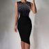 Slim fit rhinestone strap sleeveless dress NSZCQ126702