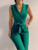 solid color V-neck tie sleeveless jumpsuit NSZCQ126715