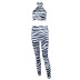 half turtleneck sleeveless high waist tight striped vest and trousers suit NSJYF126742