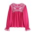 embroidery ethnic style long sleeve loose color matching top NSAM126750