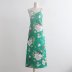 suspender backless lace-up slim long flower print dress NSAM126761
