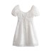 Organza flower print Short Sleeve square neck lace-up Dress NSAM126766