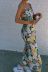 suspender backless low-cut slim long floral dress  NSAM126767