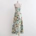 vestido floral largo delgado de corte bajo sin espalda con tirantes NSAM126767