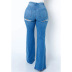 slit frayed high waist holes flared jeans NSARY126802