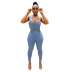suspender backless tight wrap chest solid color denim jumpsuit NSARY126806