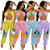 color matching halterneck camisole trousers two-piece set multi-color  NSOSM126830