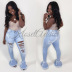 high waist washed ruffled ripped flared jeans NSOSM126832