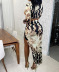 pattern printed long-sleeved top irregular skirt two-piece set NSYHC126849